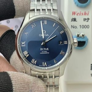 Đồng Hồ Omega De Ville Chronometer Chế Tác Mặt Xanh Dương Dây Kim Loại 41mm (1)