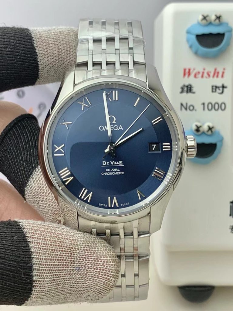 Đồng Hồ Omega De Ville Chronometer Chế Tác Mặt Xanh Dương Dây Kim Loại 41mm (1)