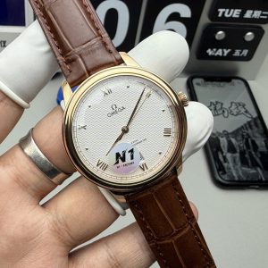 Đồng Hồ Omega De Ville Prestige Chế Tác Mặt Trắng Dây Da Nâu 39 (1)