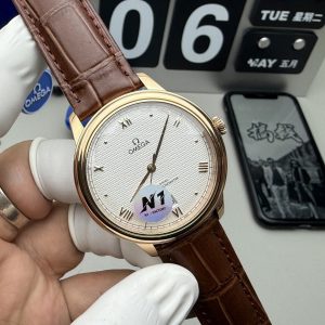 Đồng Hồ Omega De Ville Prestige Chế Tác Mặt Trắng Dây Da Nâu 39 (1)