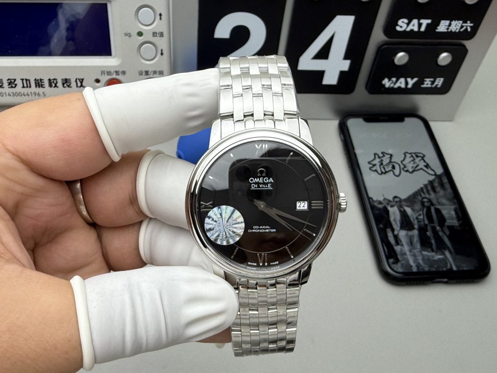 Đồng Hồ Omega De Ville Prestige Replica 11 Mặt Đen Máy Cơ Thuỵ Sỹ 39 (1)