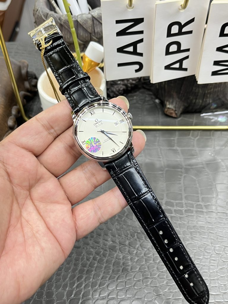 Đồng Hồ Omega De Ville Prestige Replica 11 Mặt Trắng Dây Da 39 (1)