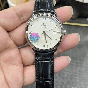 Đồng Hồ Omega De Ville Prestige Replica 11 Mặt Trắng Dây Da 39 (1)