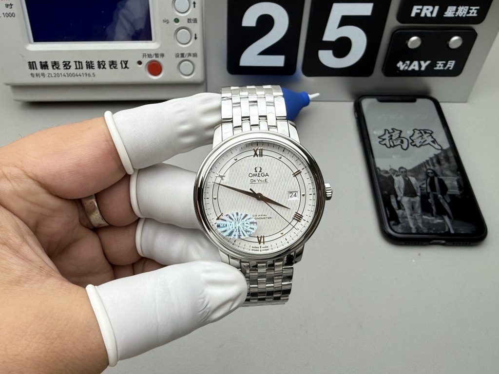 Đồng Hồ Omega De Ville Prestige Replica 11 Mặt Trắng Dây Kim Loại 39 (1)