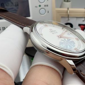 Đồng Hồ Omega Replica 11 De Ville Prestige Co-Axial Chronometer Mặt Trắng Dây Da 39 (1)