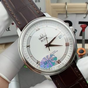 Đồng Hồ Omega Replica 11 De Ville Prestige Co-Axial Chronometer Mặt Trắng Dây Da 39 (1)
