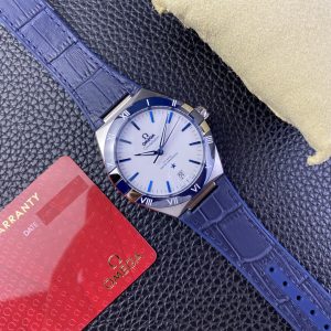 Đồng Hồ Omga Constellation Chế Tác Mặt Trắng Viền Màu Xanh Dương 41mm (1)