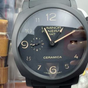 Đồng Hồ Panerai Luminor 1950 3 Days GMT PAM00438 Replica 11 Vỏ Gốm Dây Cao Su 44mm (2)