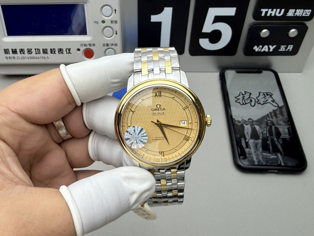 Omega De Ville Prestige Rep 11 Mặt Vàng Dây Kim Loại 39 (1)